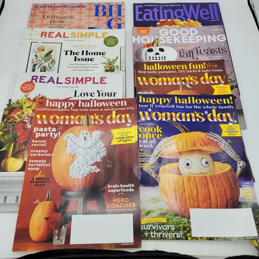 Lot of 8 Halloween & Fall Theme Magazines: Real Simple, Good Housekeeping, BH&G